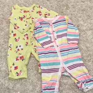 3m Carter’s cotton footless sleepers/outfits